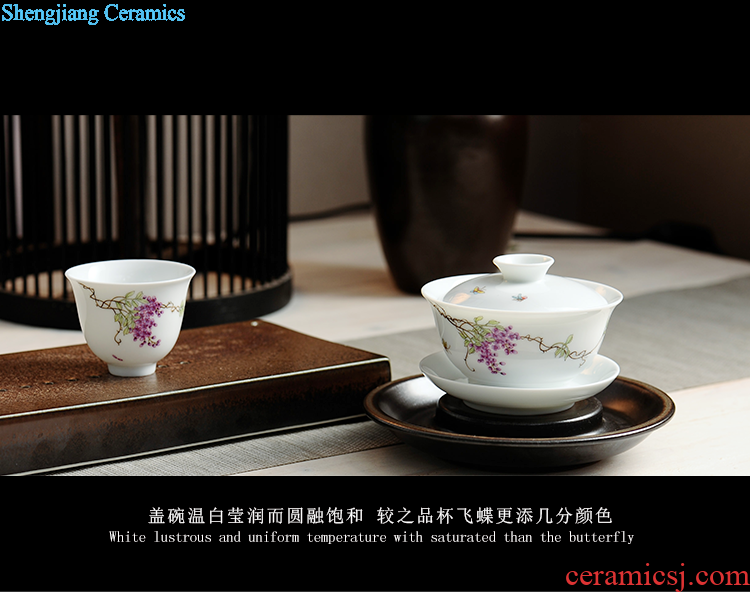 JingJun Jingdezhen ceramics Blue and white color bucket full manual Only three tureen Kung fu tea bowl