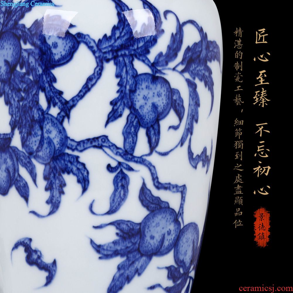 Jingdezhen blue and white jubilee ShouFuLu vase household ceramics furnishing articles imitation qing yongzheng flower arrangement sitting room adornment