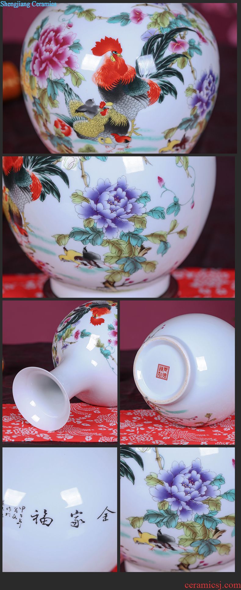 Jingdezhen ceramics vase new Chinese flower arranging retro rural creative contracted sitting room desktop furnishing articles process