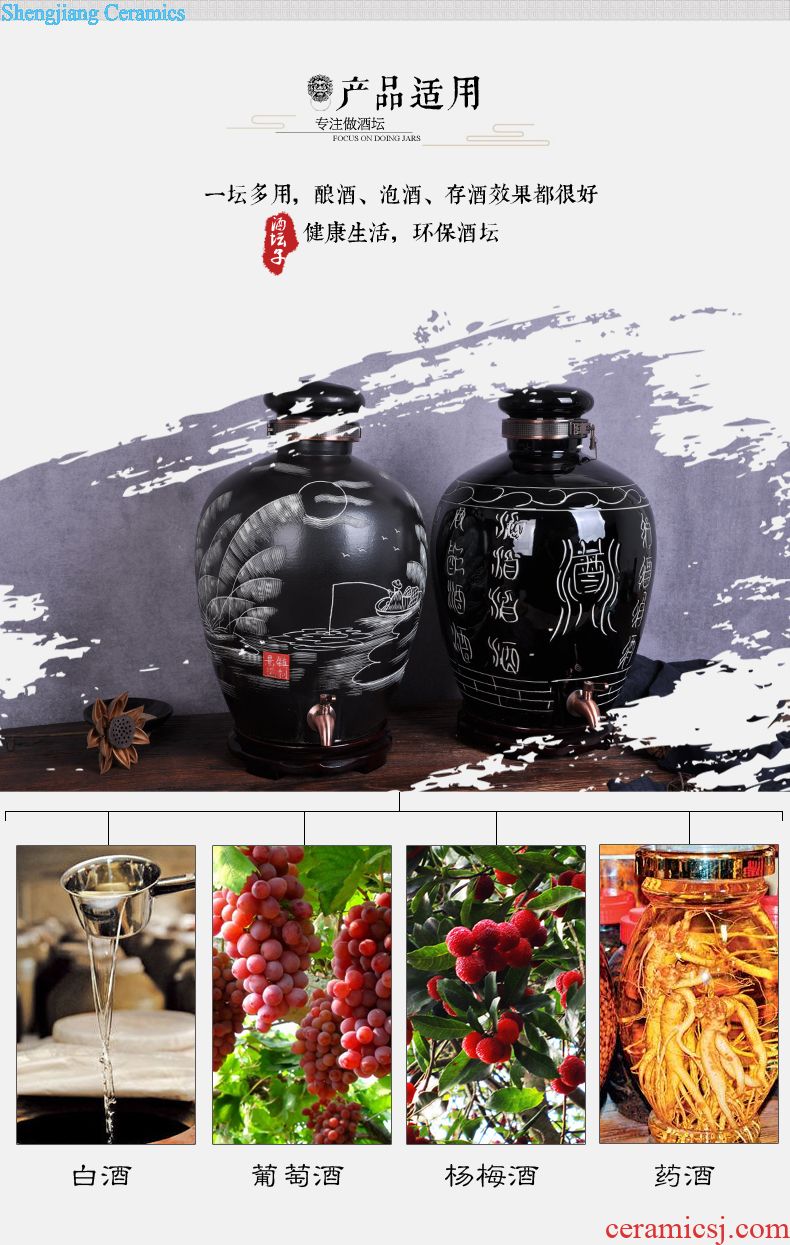 Jingdezhen ceramic barrel 20 jins 30 jins storage tank ricer box grain jar sealed tank meter box green fruit box