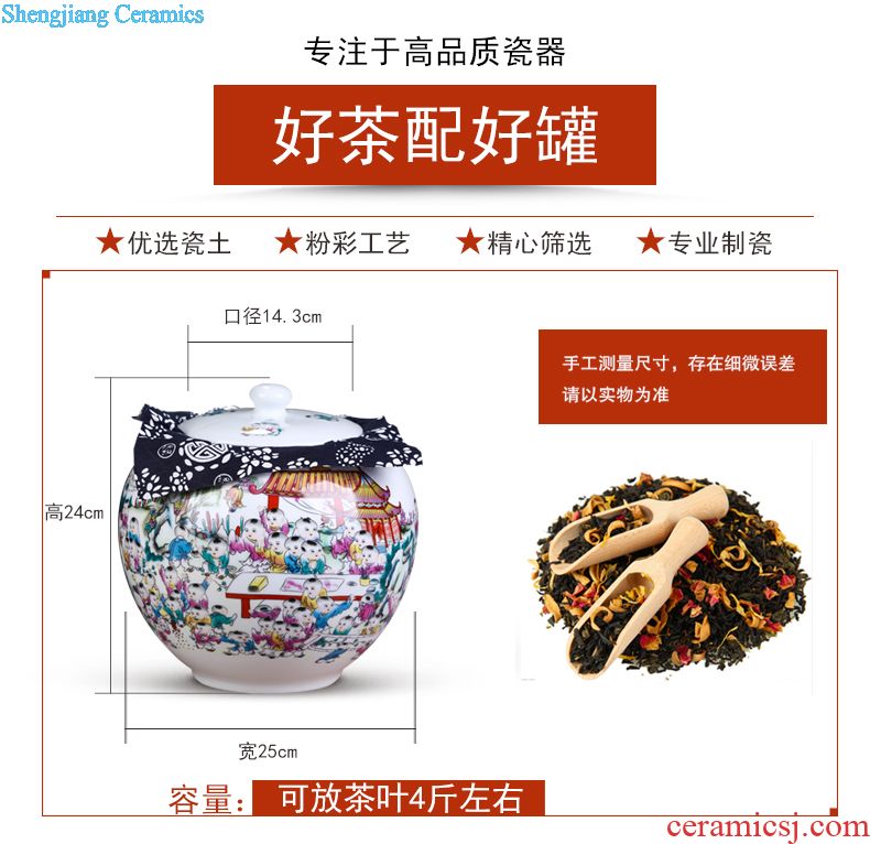 Jingdezhen ceramic cake tea cake the seventh, peulthai the large tea caddy household box seal pot