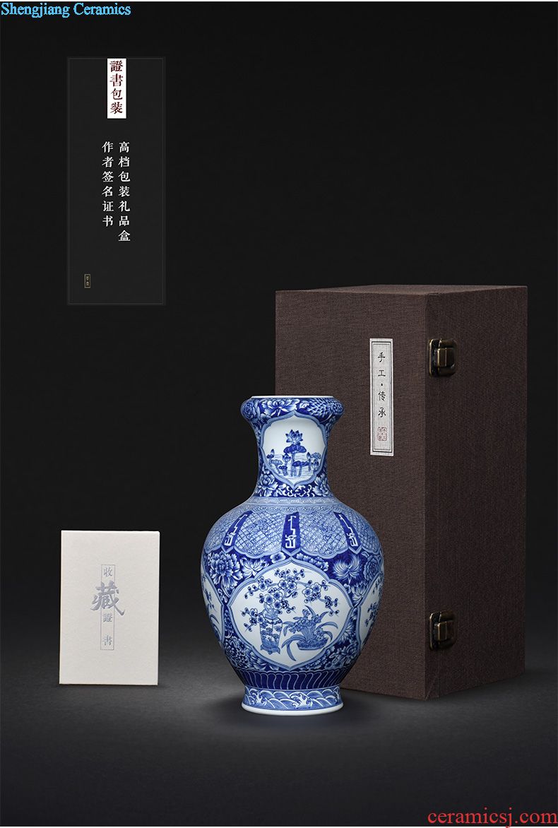 Hand-painted JingJun jingdezhen ceramics crafts are blue and white porcelain vases, flower arrangement sitting room of Chinese style household decorations