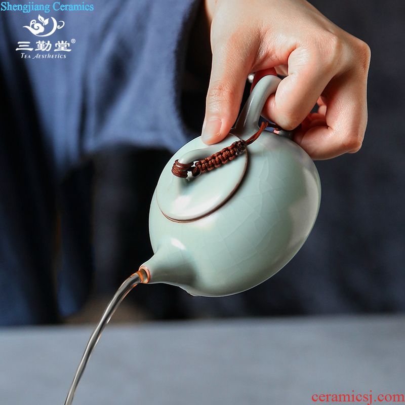 Three frequently hall your kiln kung fu tea set piece of jingdezhen ceramic teapot tea ceremony of a complete set of sample tea cup TZS173