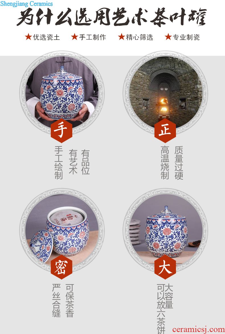 Jingdezhen ceramic POTS of tea pot, box seal storage tank of blue and white porcelain household storage POTS