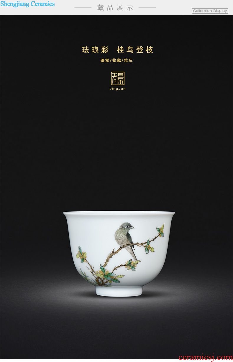 JingJun Jingdezhen ceramics Hand painted colored enamel all hand sample tea cup Kung fu master tea cups