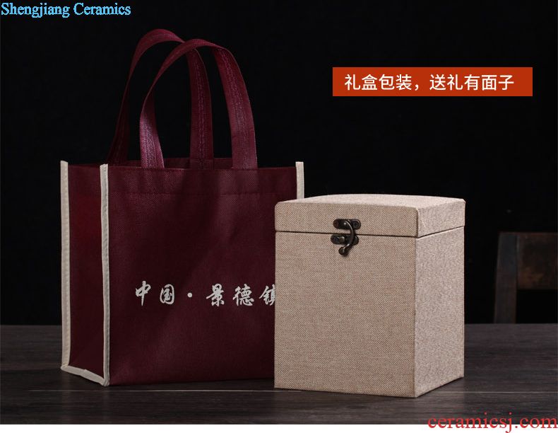 Jingdezhen ceramic tea cake tea gift box packaging household tea pot seal pot storage tank