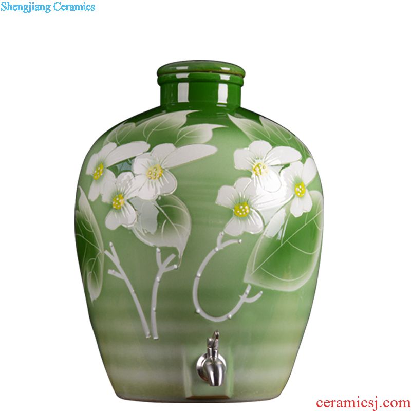 Jingdezhen ceramic jars bubble bottle with tap 10 jins 20 jins 30 jin wine 50 kg it sealed jar