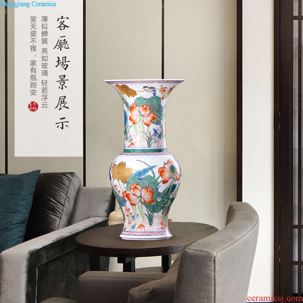 Jingdezhen ceramics vase furnishing articles by hand-painted scenery songshan fishing implicit Chinese vase sitting room adornment