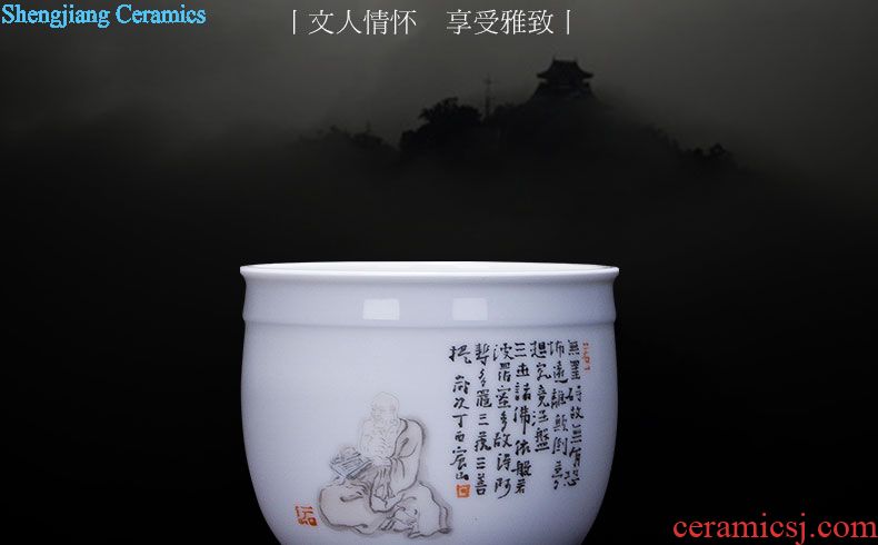 The big office cup hand-painted ceramic and the enamel painting of flowers and tea cup cover cup all hand jingdezhen handle