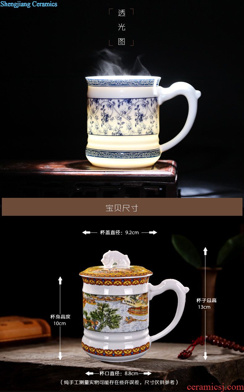 Jingdezhen hand-painted ceramic cups three cup gift office mark cup with cover filter glass personal tea cup