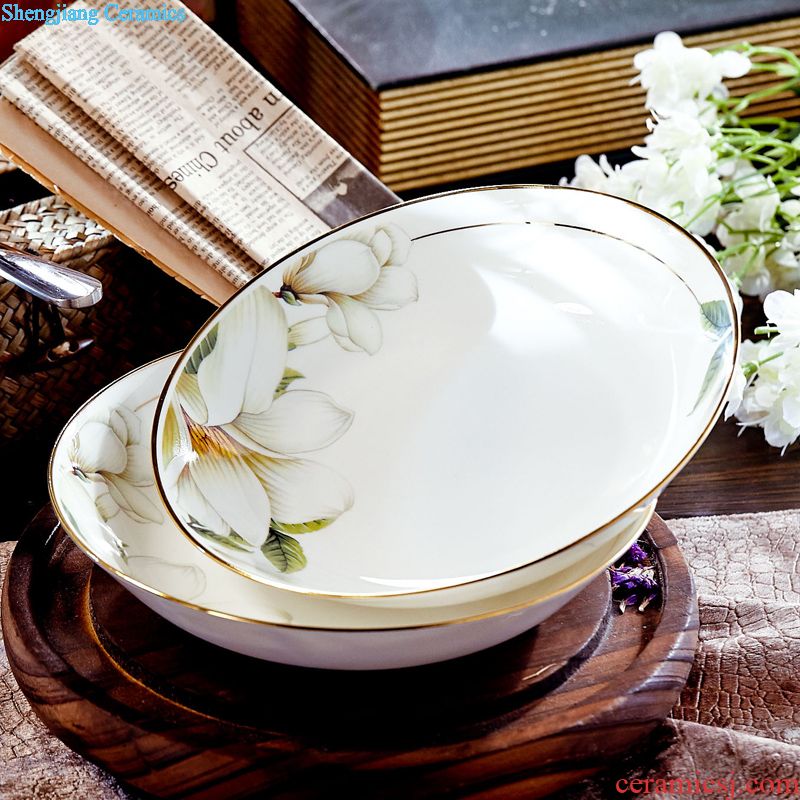 Jingdezhen porcelain tableware portfolio bone bone porcelain ceramic tableware suit dish bowl round plate