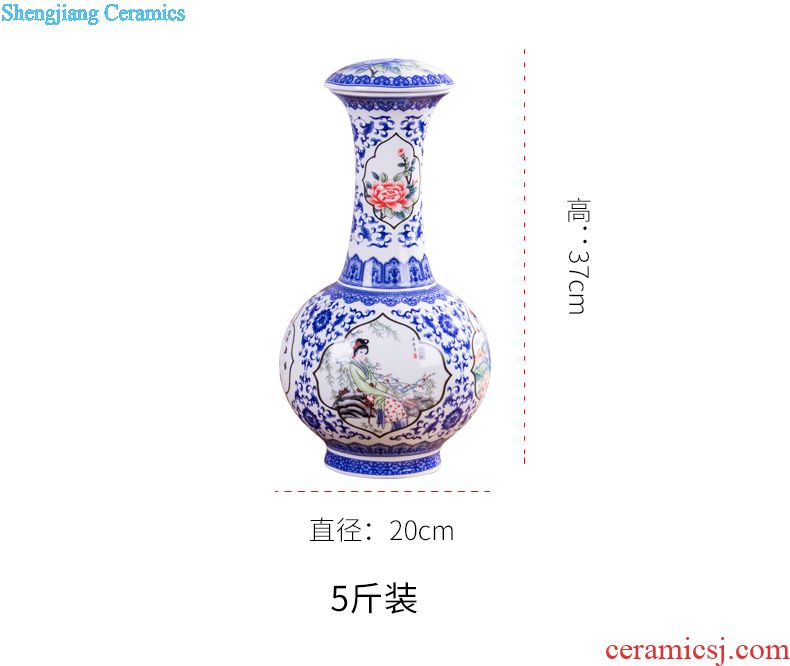 Jingdezhen ceramic bottles 1 catty 2 jins of 3 kg 5 jins of 10 jins of household adornment hip archaize creative sealed jars