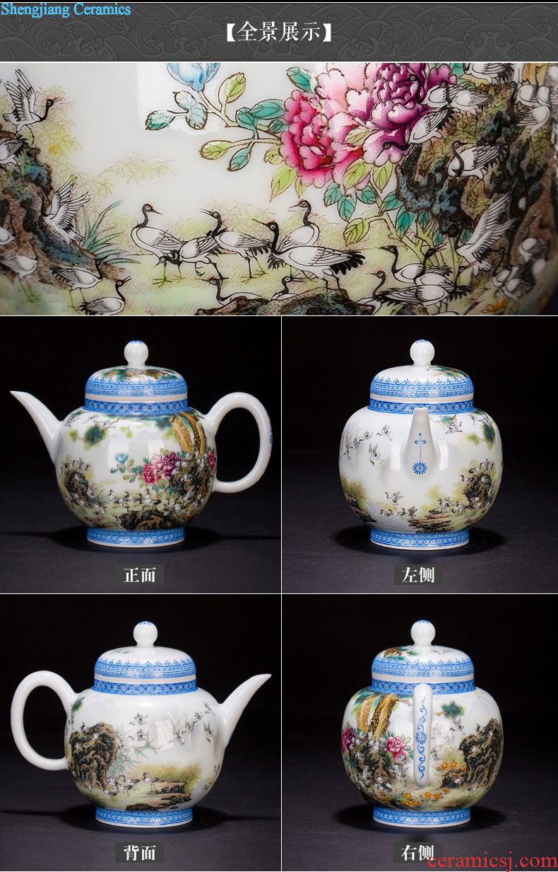 SAN ji blue paint all hand three tureen large cups Jingdezhen ceramic kung fu tea tea bowl