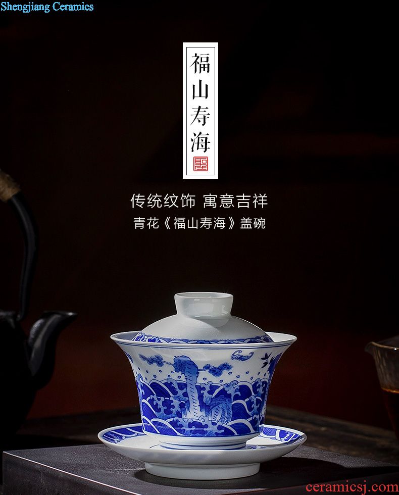 Santa tureen of pottery and porcelain teacup archaize town.the changchun three kind of yellow in color ink painting of flowers and birds to bowl of jingdezhen tea service