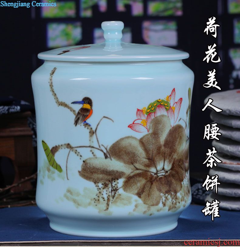 Jingdezhen ceramic hand-painted the ancient philosophers graph caddy seal POTS puer tea box packing box and POTS to restore ancient ways