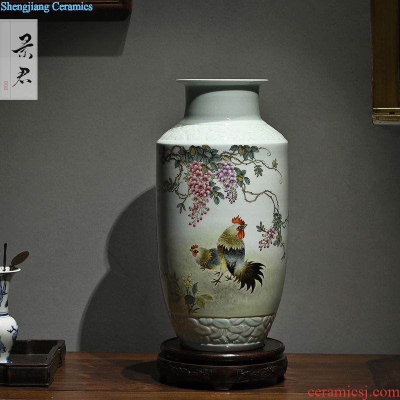 Jingdezhen hand-painted wooden stick bottle master porcelain vase furnishing articles ceramic sitting room decoration as ceramic flower vases