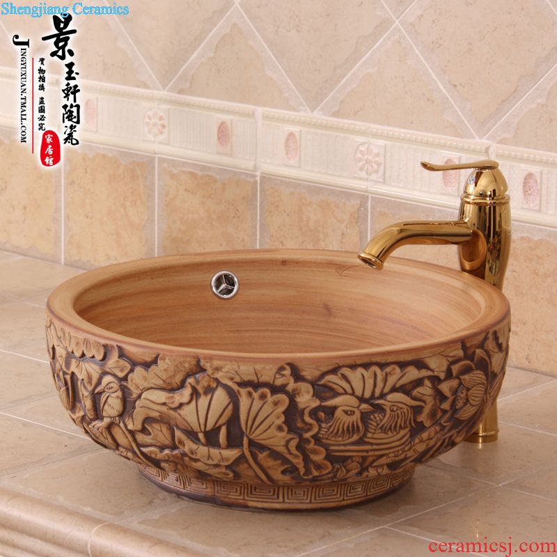 Jingdezhen ceramic lavatory basin basin art on the sink basin basin admiralty imitation stone white lotus