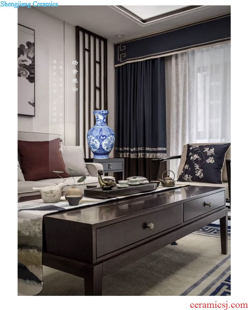 Hand-painted JingJun jingdezhen ceramics crafts are blue and white porcelain vases, flower arrangement sitting room of Chinese style household decorations