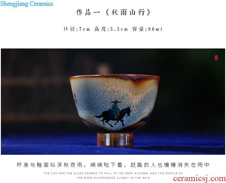 Jingdezhen ceramic kung fu tea cup single cup hand-painted enamel hat to a cup of tea light blue and white sample tea cup drawing personal cup