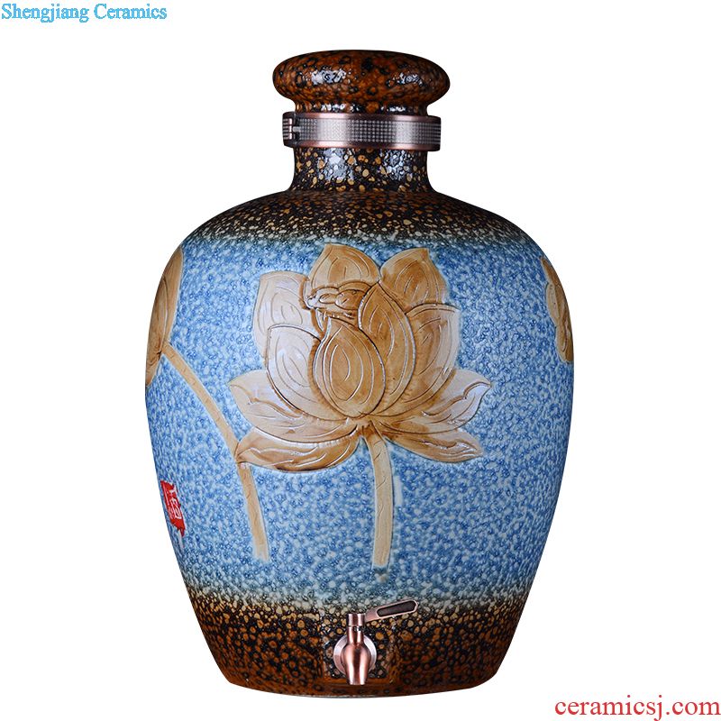 Jingdezhen ceramic barrel ricer box meter box storage insect-resistant moistureproof 5 kg10kg15 jin 20 jins 30 meters places with cover