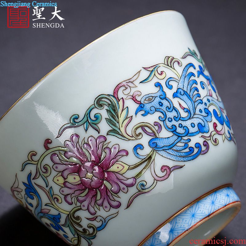 St the ceramic kung fu tea master cup hand-painted cylinder cup all hand jingdezhen blue and white baby play figure tea tea set