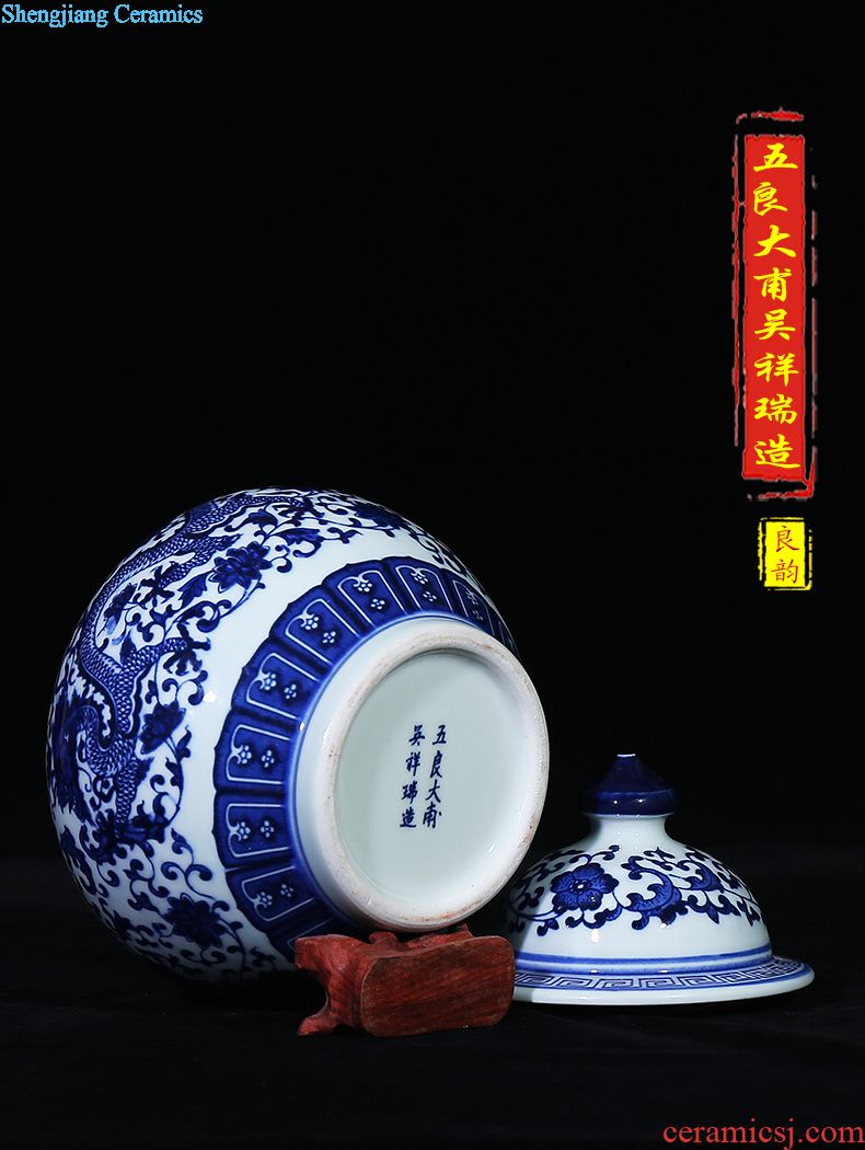 Shadow celadon jingdezhen ceramics powder enamel creative caddy seal storage candy jar handicraft furnishing articles