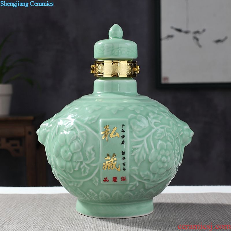 Jingdezhen ceramic bottle creative home empty wine bottle seal decorative custom liquor jar 1 catty a kilo