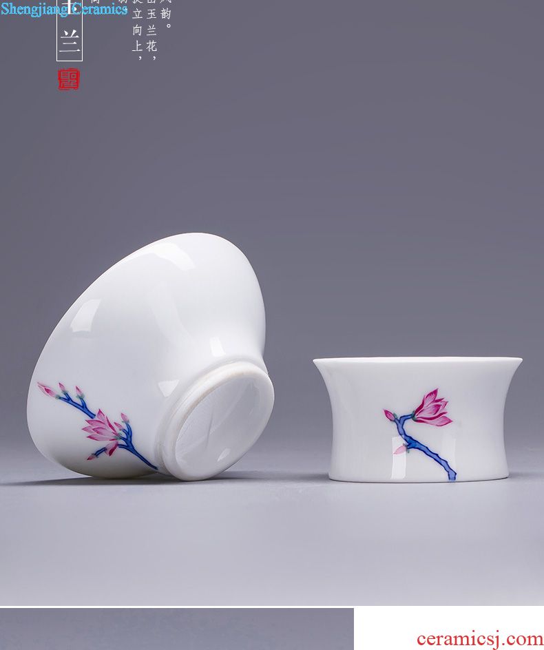 Holy big ceramic kung fu tea color suits hand-painted porcelain dou yulan eight head tureen jingdezhen set of tea cups