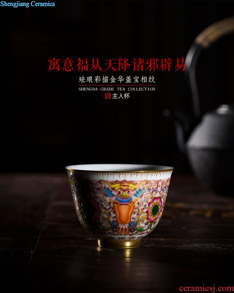 Holy big ceramic kung fu tea master cup hand-painted pastel poetic landscape six-party cup jingdezhen tea sample tea cup