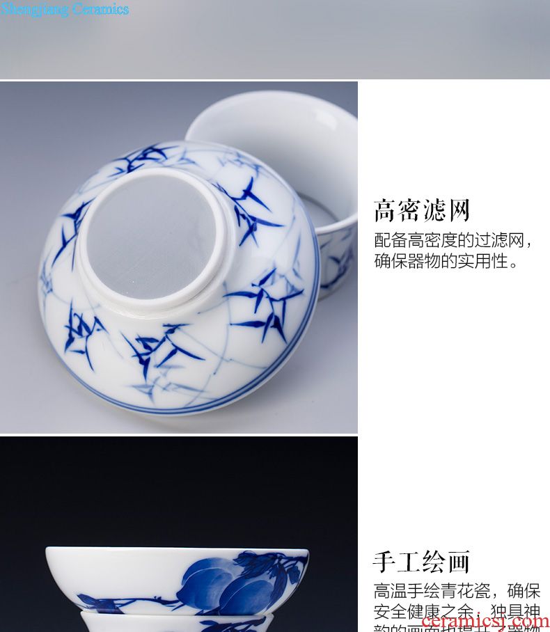 Holy big cup sample tea cup hand-painted ceramic kungfu antique blue-and-white bound lotus flower lamp that single cup of jingdezhen tea service master