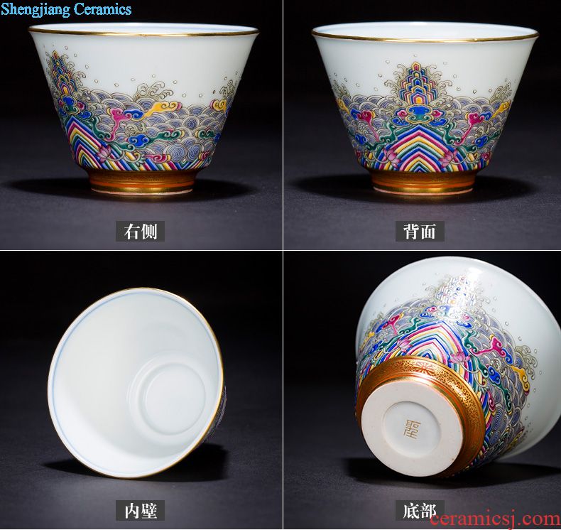 Holy big blue-and-white ceramics kung fu tea cups sample tea cup hand-painted maintain wulong lines master jingdezhen tea bowl