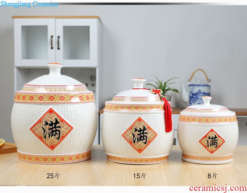 Jingdezhen ceramic jar it bottle home 50 kg pot 30 jins 20 seal storage tank jars restoring ancient ways