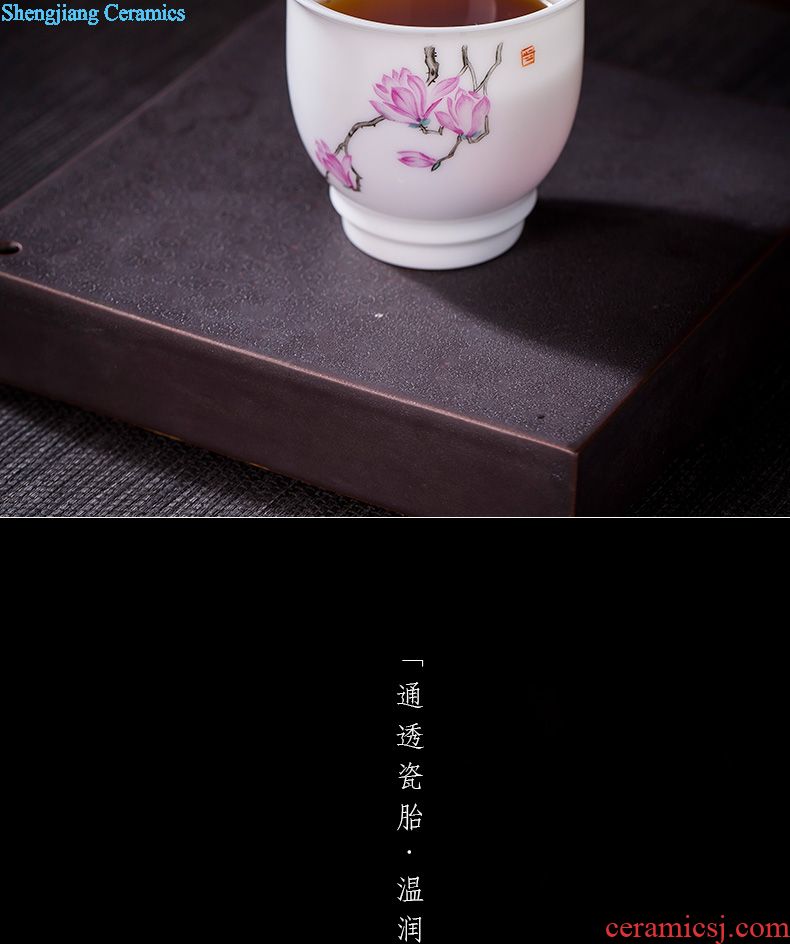 Holy big cup sample tea cup hand-painted ceramic kungfu pastel lad spring square cup all hand of jingdezhen tea service