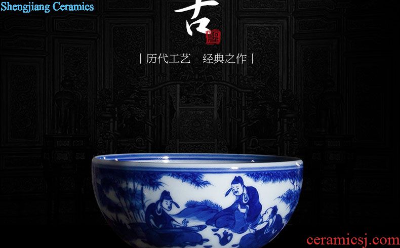 Santa teacups hand-painted wufu ceramics kung fu figure large bowl full manual tiger glass of jingdezhen tea service master