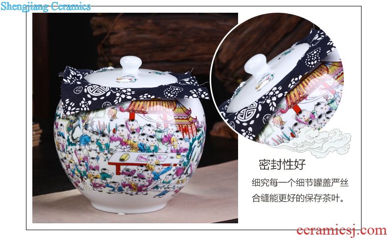 Jingdezhen ceramic cake tea cake the seventh, peulthai the large tea caddy household box seal pot