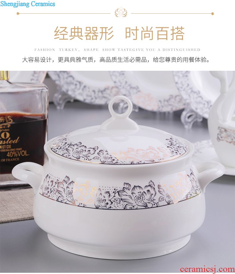 Jingdezhen tableware european-style bone bowls plates suit Chinese rural tableware bowl suit household of Chinese style and pure and fresh