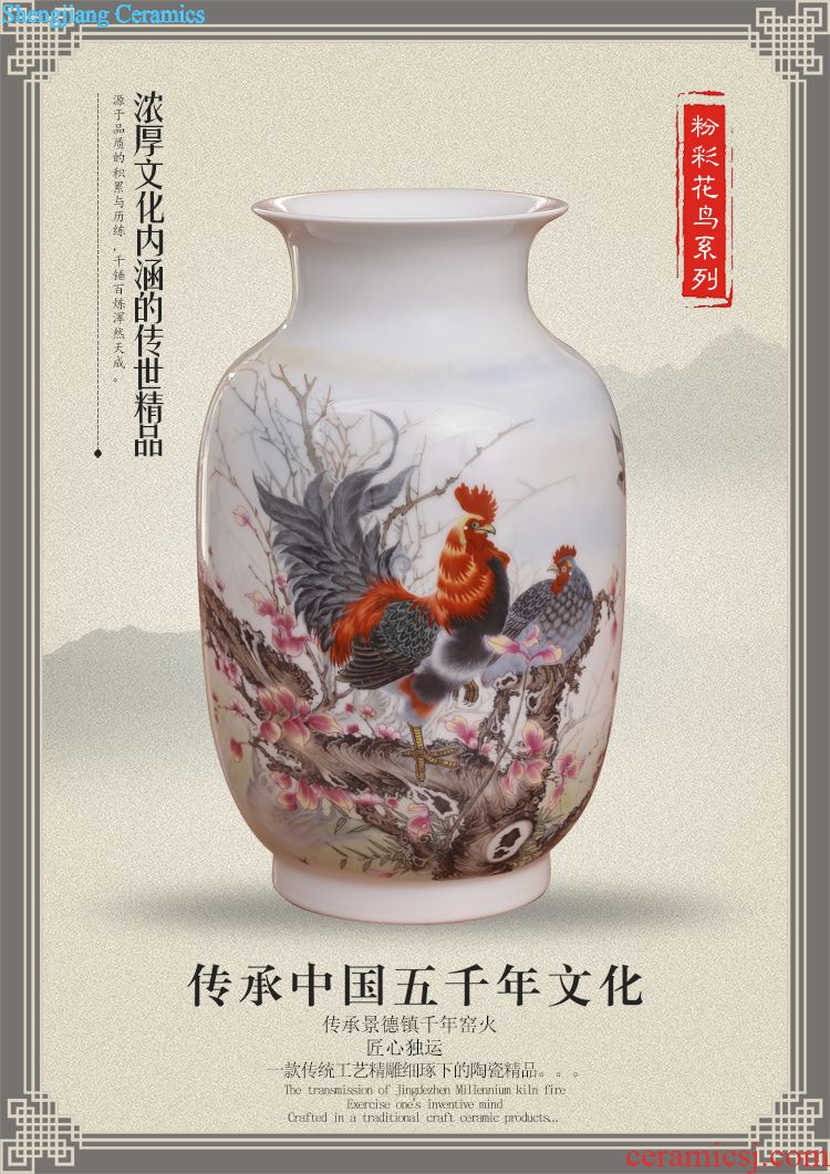 Jingdezhen ceramics powder enamel snow vase modern home sitting room place study decoration simple wedding gift