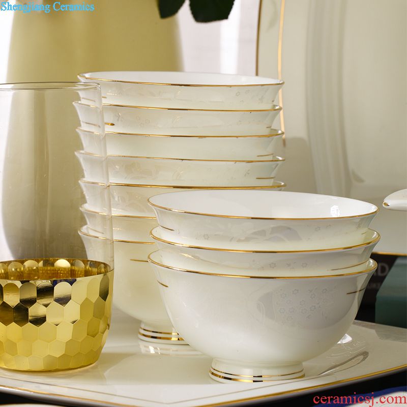 The dishes suit household jingdezhen high-grade bone China tableware suit Simple dishes chopsticks continental China