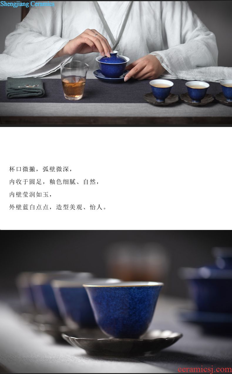 JingJun Tureen ceramic cups large only three bowl full kung fu tea bowl of jingdezhen blue and white 1 hand by hand