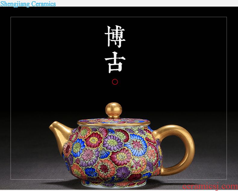 Hand colored enamel porcelain large caddy jingdezhen archaize seal storage tanks kung fu tea black tea accessories