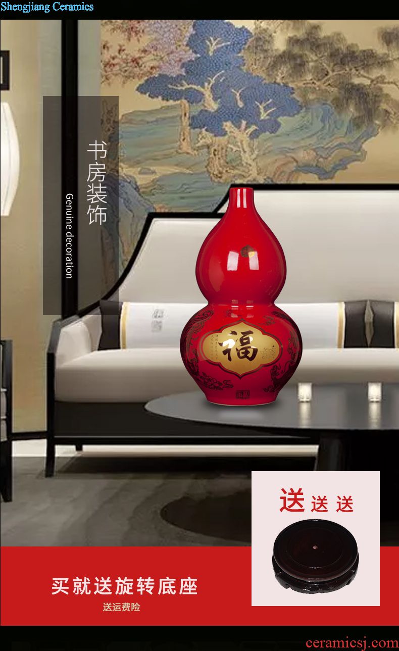 Three-piece vase crafts of jingdezhen ceramics handicraft contracted sitting room vase household decoration