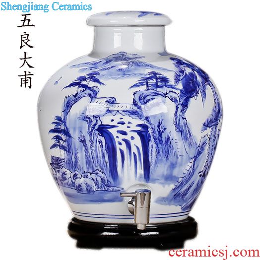 Ceramic ricer box barrel Jingdezhen ceramic tank at the end of the tea tea urn storage cylinder 50 kg decoration storage tank