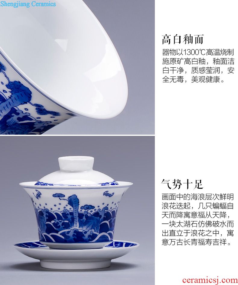 Santa tureen of pottery and porcelain teacup archaize town.the changchun three kind of yellow in color ink painting of flowers and birds to bowl of jingdezhen tea service