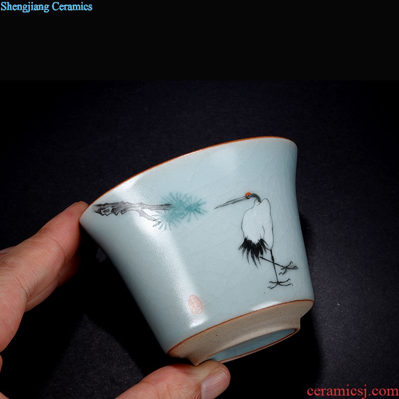 Jingdezhen tea set Kung fu tea set ceramic hand draw a complete set of tea teapot teacup recent set of groups