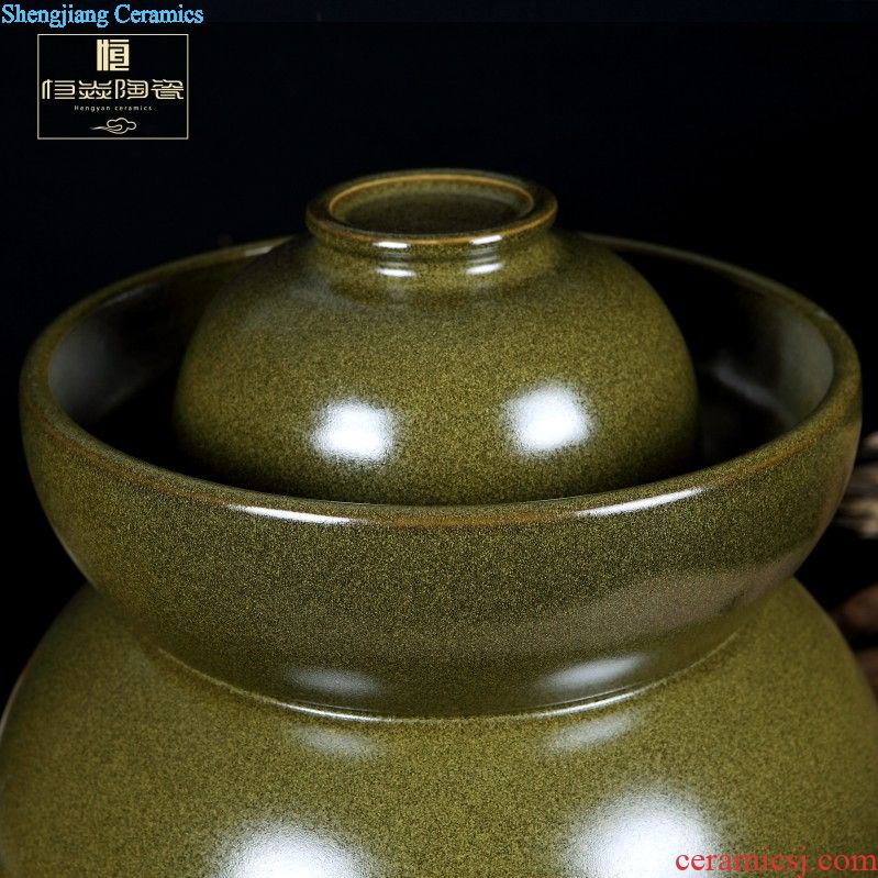 Jingdezhen ceramic glaze barrel at the end of the tea bucket cylinder 10 jins 20 jins 40 kg manual tea urn storage tanks