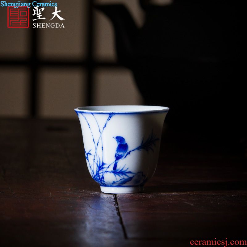 The big three to make tea tureen teacups hand-painted scenery of blue and white porcelain ceramic bowl full manual jingdezhen kung fu tea set