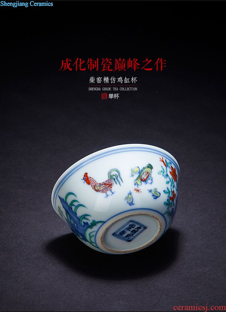 Santa hand-painted pastel peach is only three tureen tea cups all hand jingdezhen ceramic tea bowl of kung fu tea set