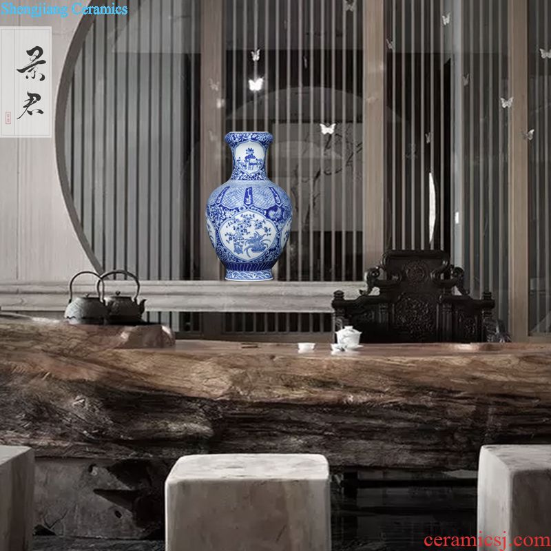 Hand-painted JingJun jingdezhen ceramics crafts are blue and white porcelain vases, flower arrangement sitting room of Chinese style household decorations