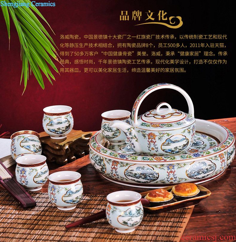 Kung fu tea set suit household jingdezhen ceramic tea cup teapot tureen contracted office of a complete set of tea
