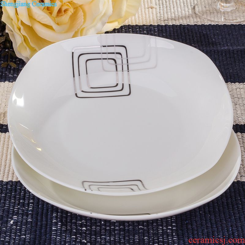 Jingdezhen tableware suit household bowls plates portfolio bowl chopsticks sets Korean rural wind roses cutlery set of dishes